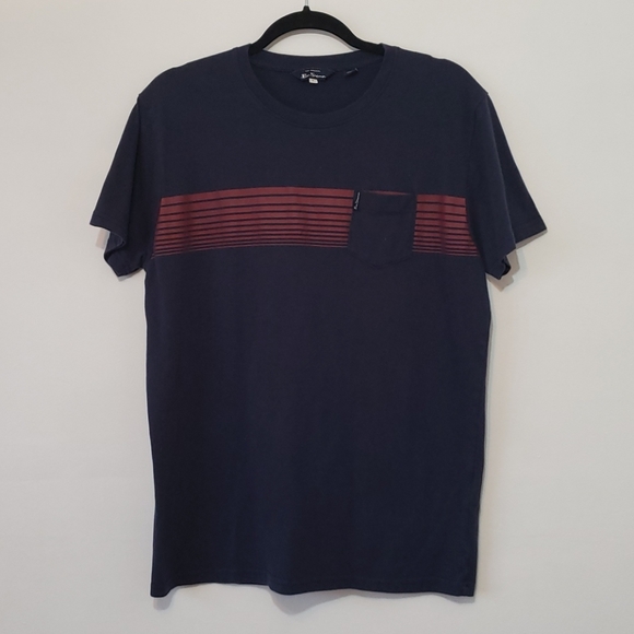 Ben Sherman - Navy Red Stripe Graphic Pocket T-Shirt - Picture 5 of 7